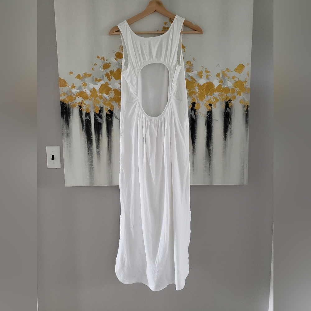Pima cotton open back midi dress sz 6 white - Picture 2 of 8